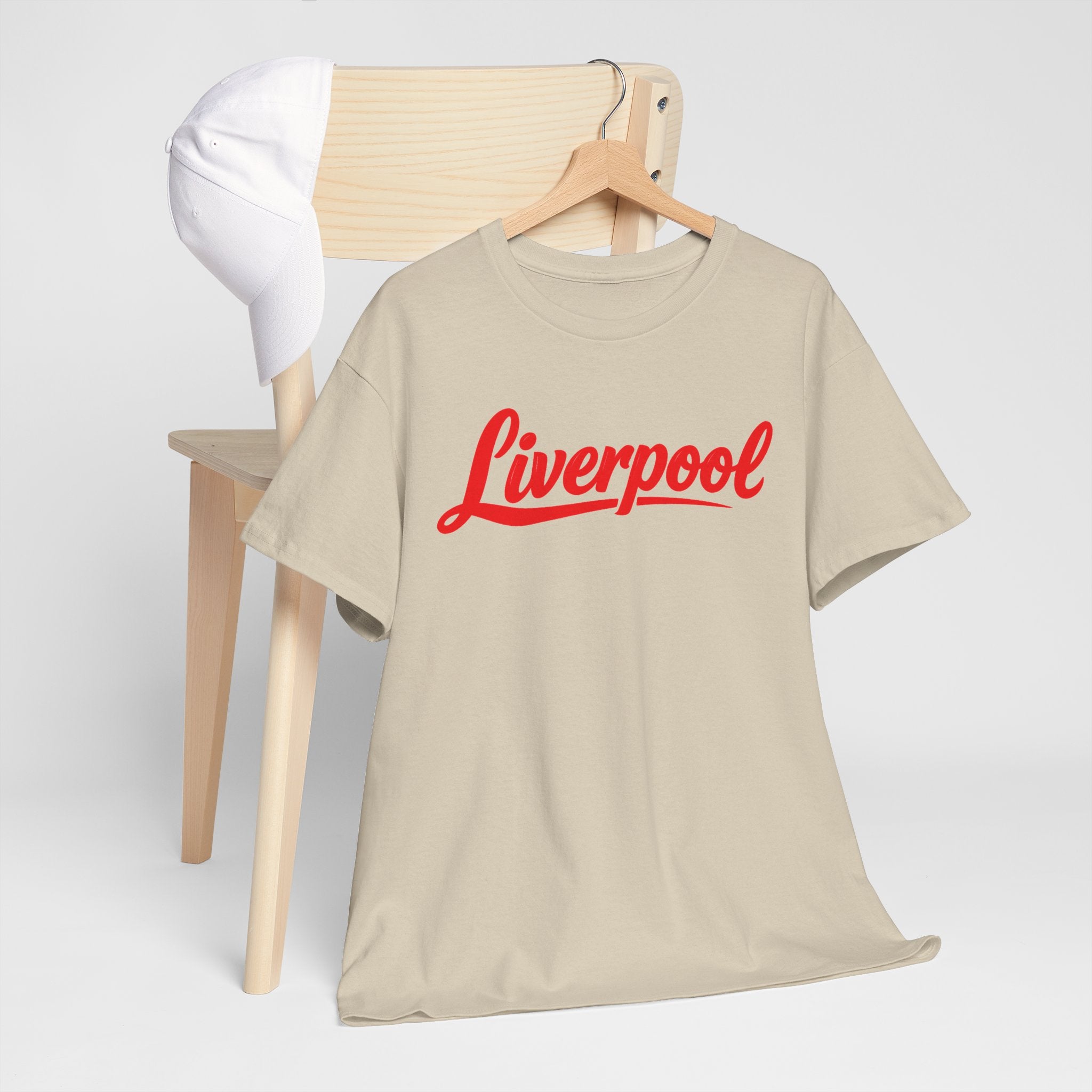 Liverpool Script T-Shirt — Retro Red Logo Tee for Fans