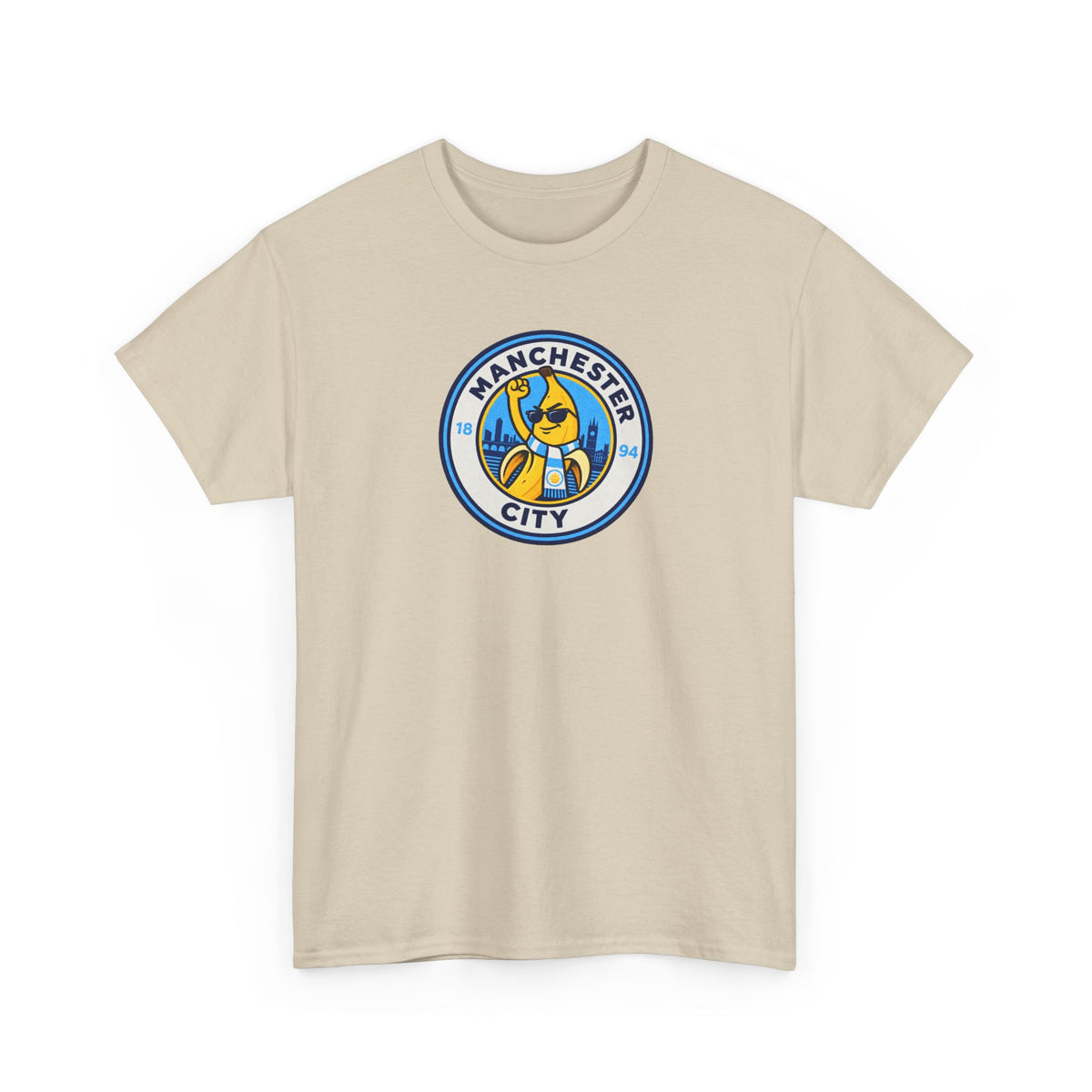 Manchester City Banana Crest Unisex Heavy Cotton T-Shirt / Tee