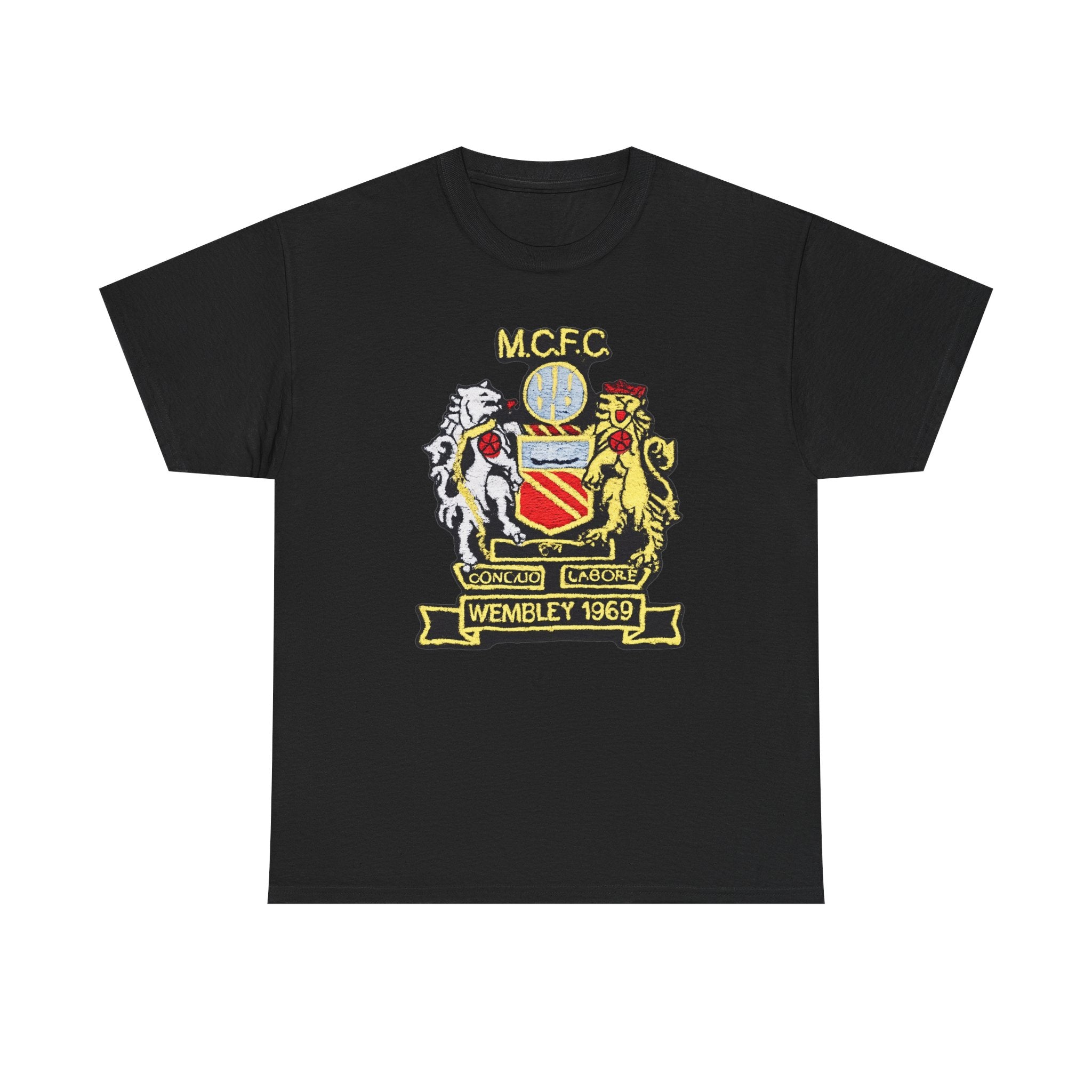 Manchester City Retro Crest T-Shirt — M.C.F.C. Wembley 1969 Vintage Soccer Tee