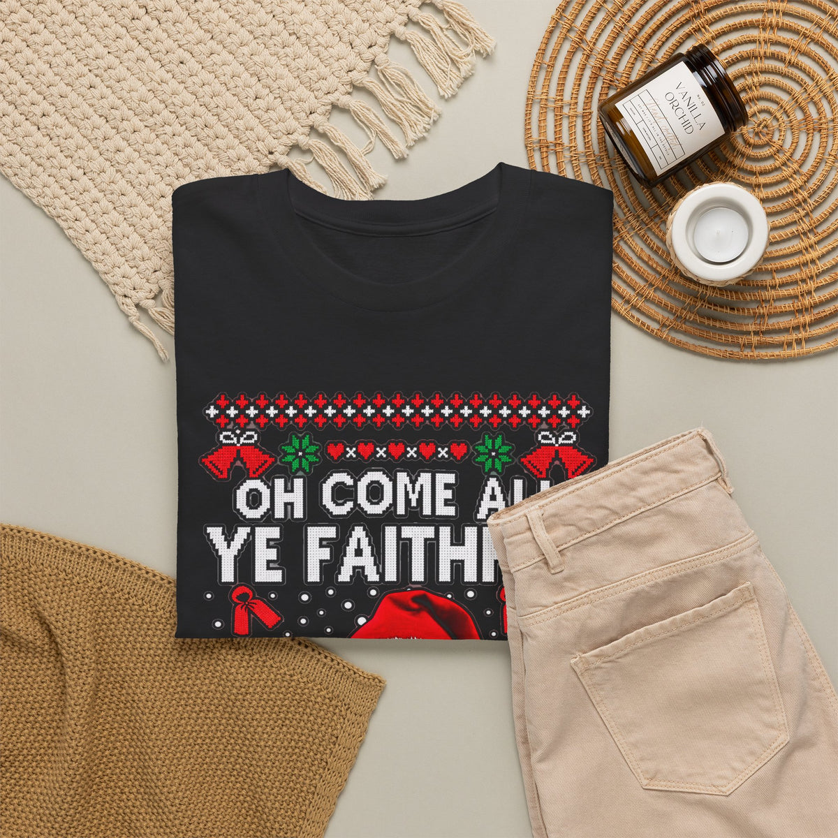 Oh Come All Ye Faithful Christmas Graphic T-Shirt
