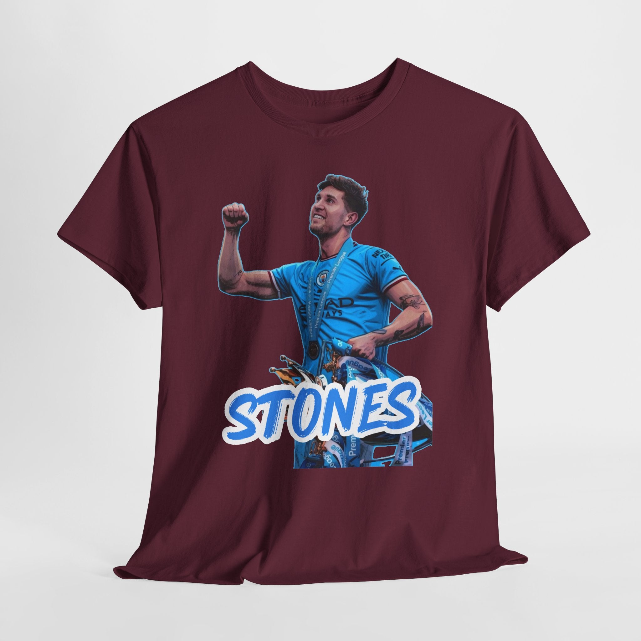 John Stones Manchester City Soccer Fan Tee — Blue Player Graphic T-Shirt
