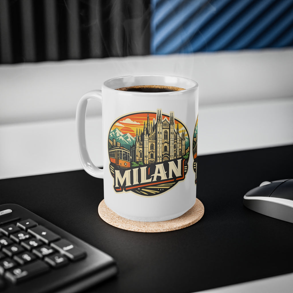 Milan Italy Travel Mug – Vintage Cityscape Ceramic Coffee Cup (11oz & 15oz)