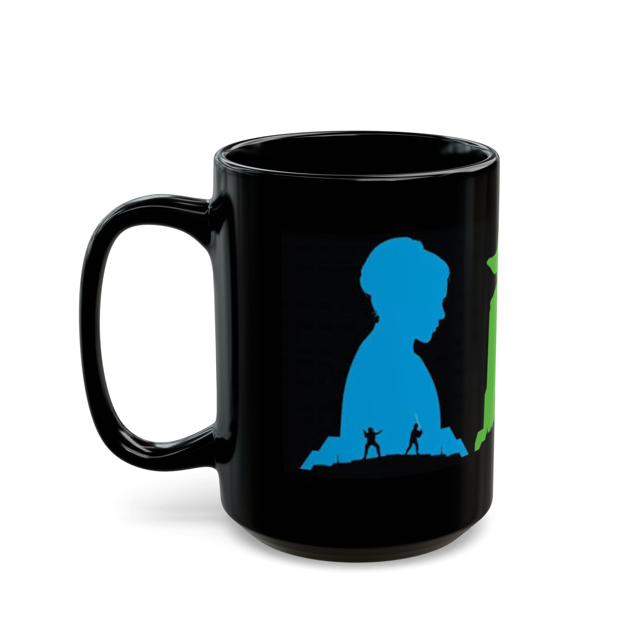 Star Wars Silhouette Mug — Yoda, Vader & Luke Color Portrait Coffee Cup (11oz/15oz)
