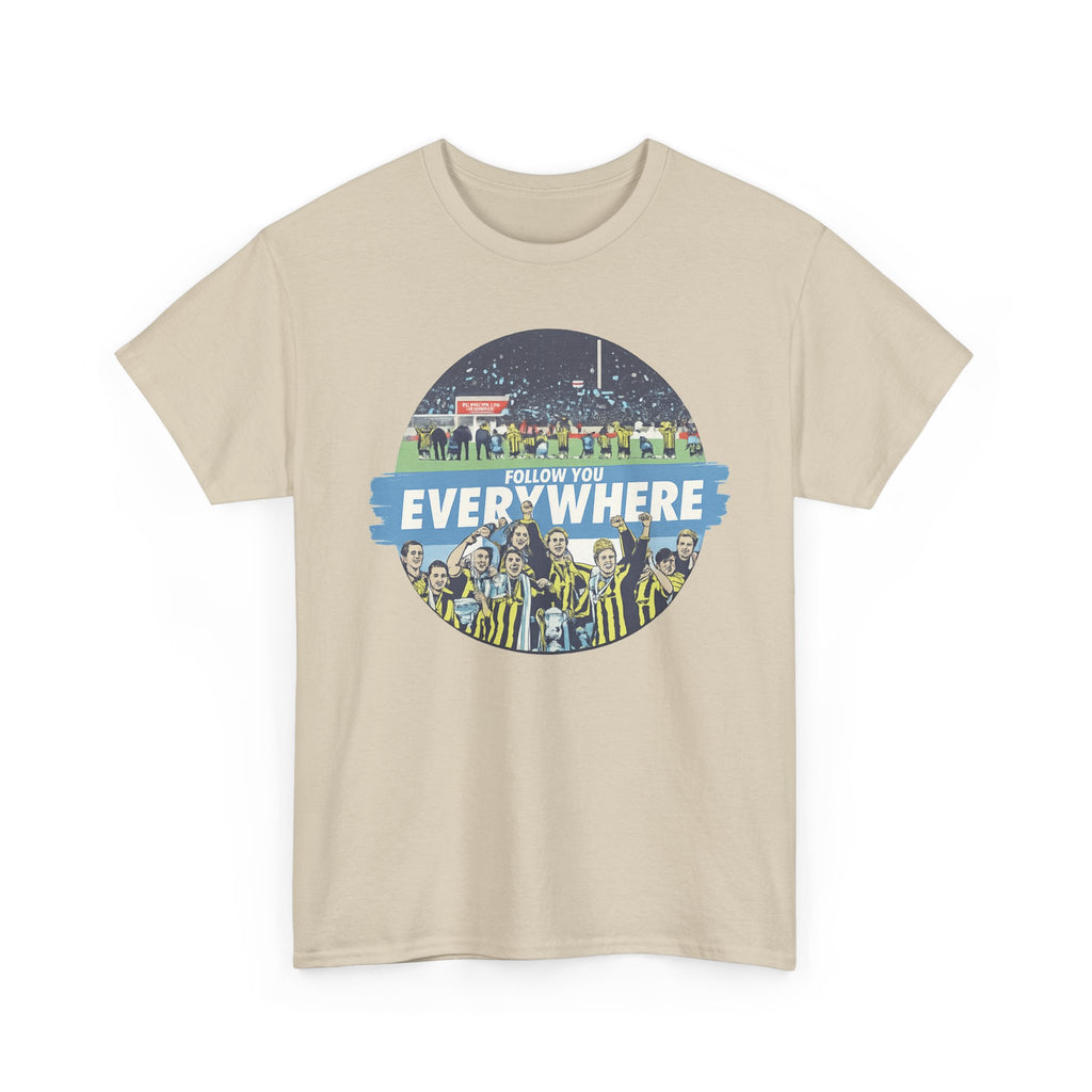 Manchester City Everywhere Soccer Crowd Graphic Tee — 'Follow You Everywhere' Fan Shirt