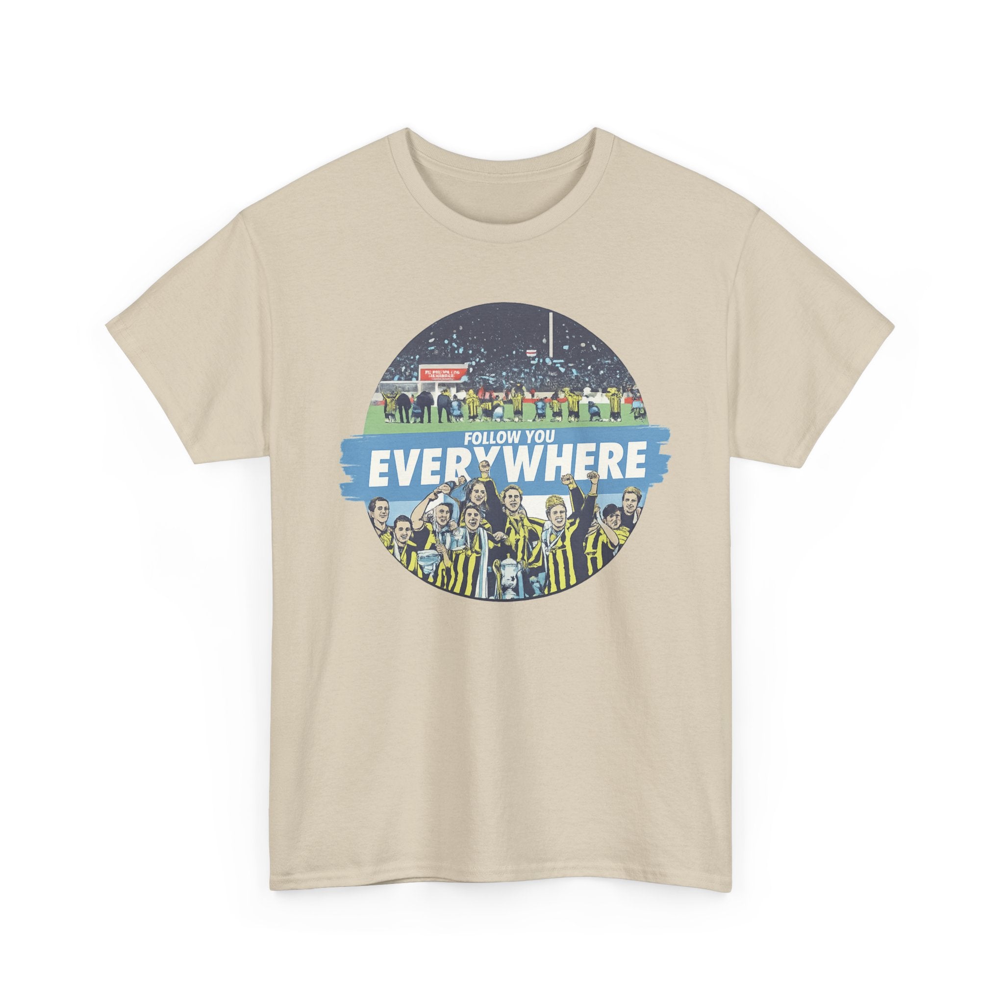 Manchester City Everywhere Soccer Crowd Graphic Tee — 'Follow You Everywhere' Fan Shirt