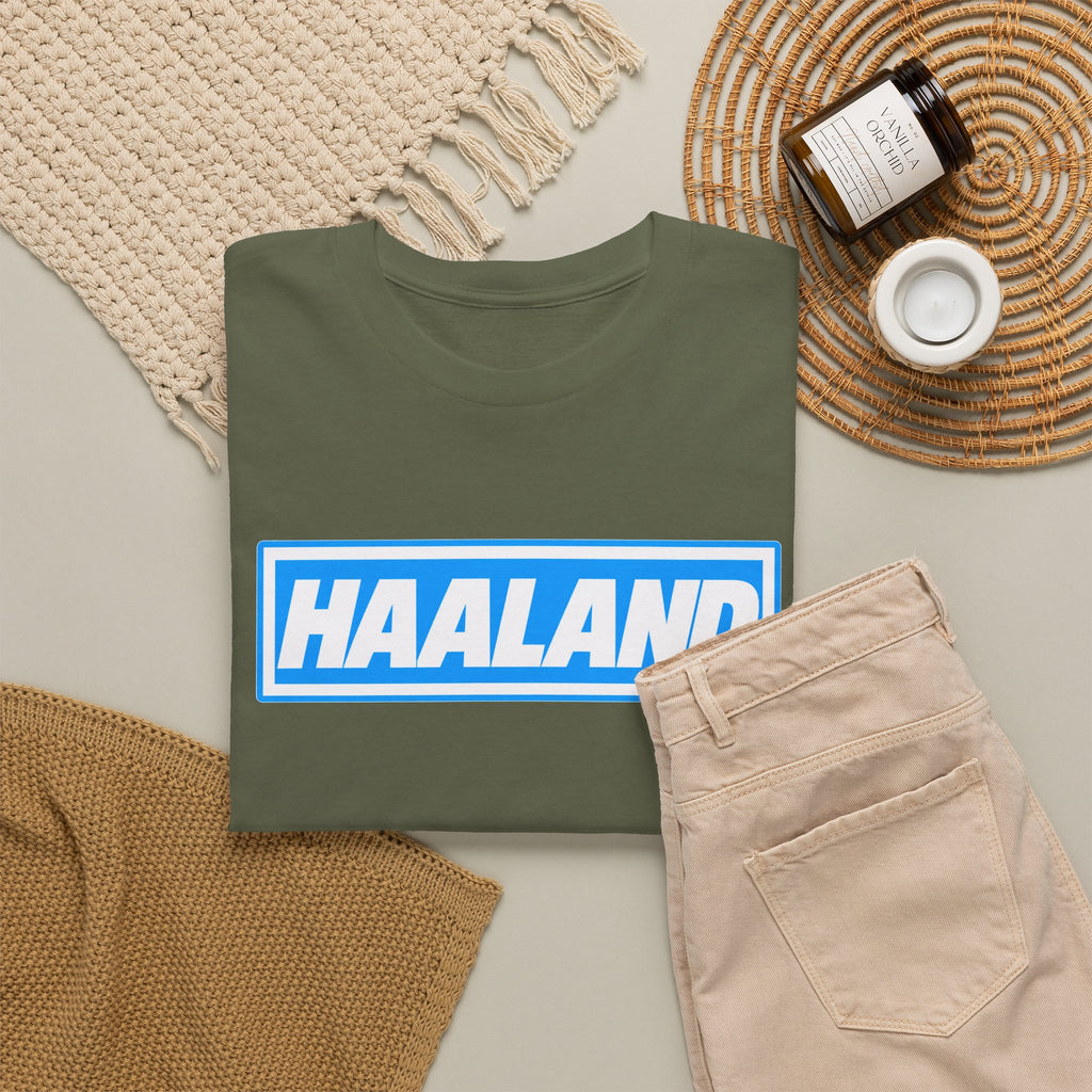 Haaland Box Logo Tee — Soccer Fan Jersey Style Shirt