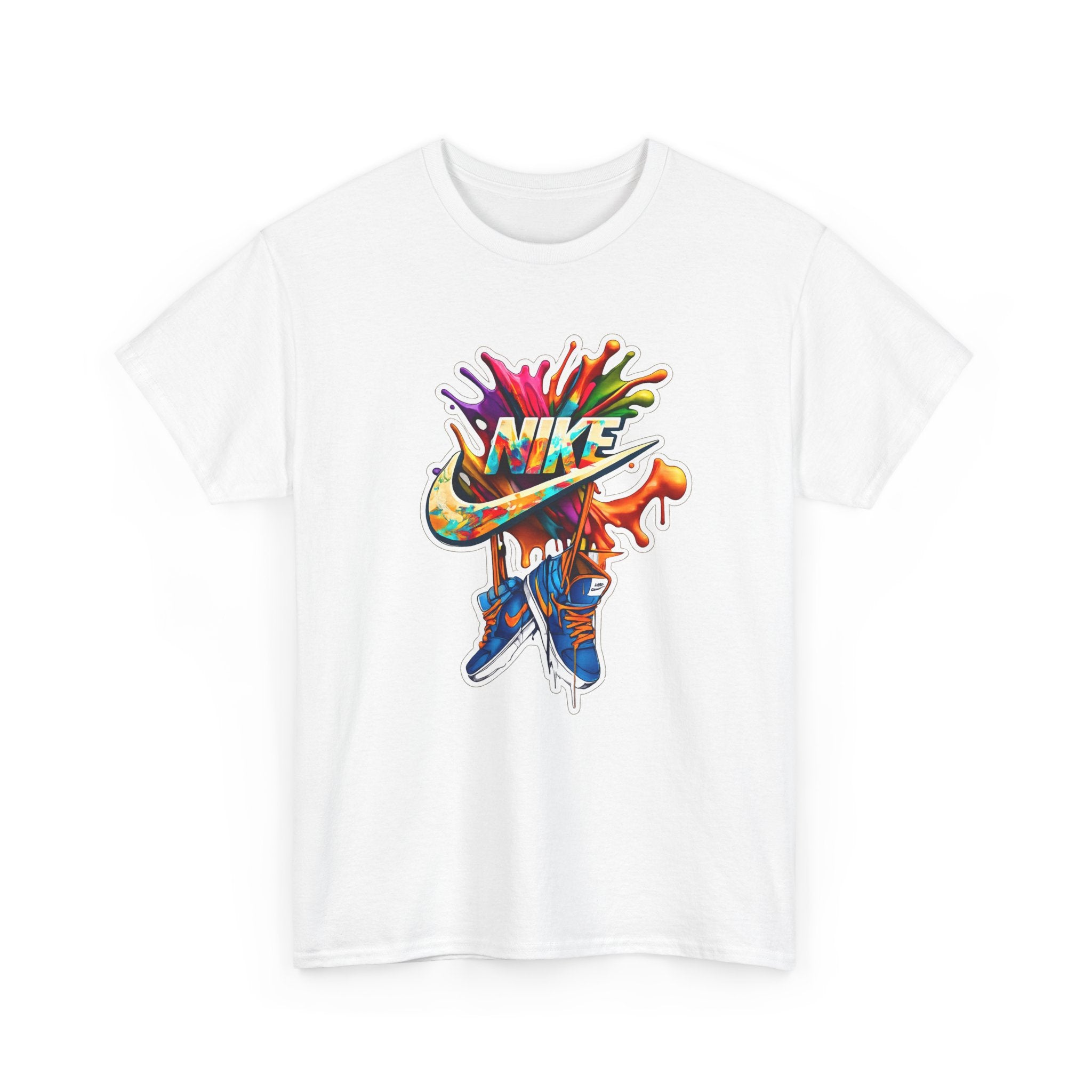 Nike Inspired Splash Graphic Tee — Colorful Sneaker Streetwear T-Shirt