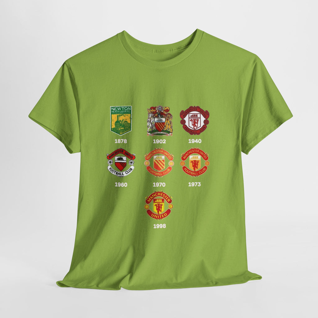 Manchester United Crest Evolution T-Shirt — Vintage Club Logo Timeline Tee