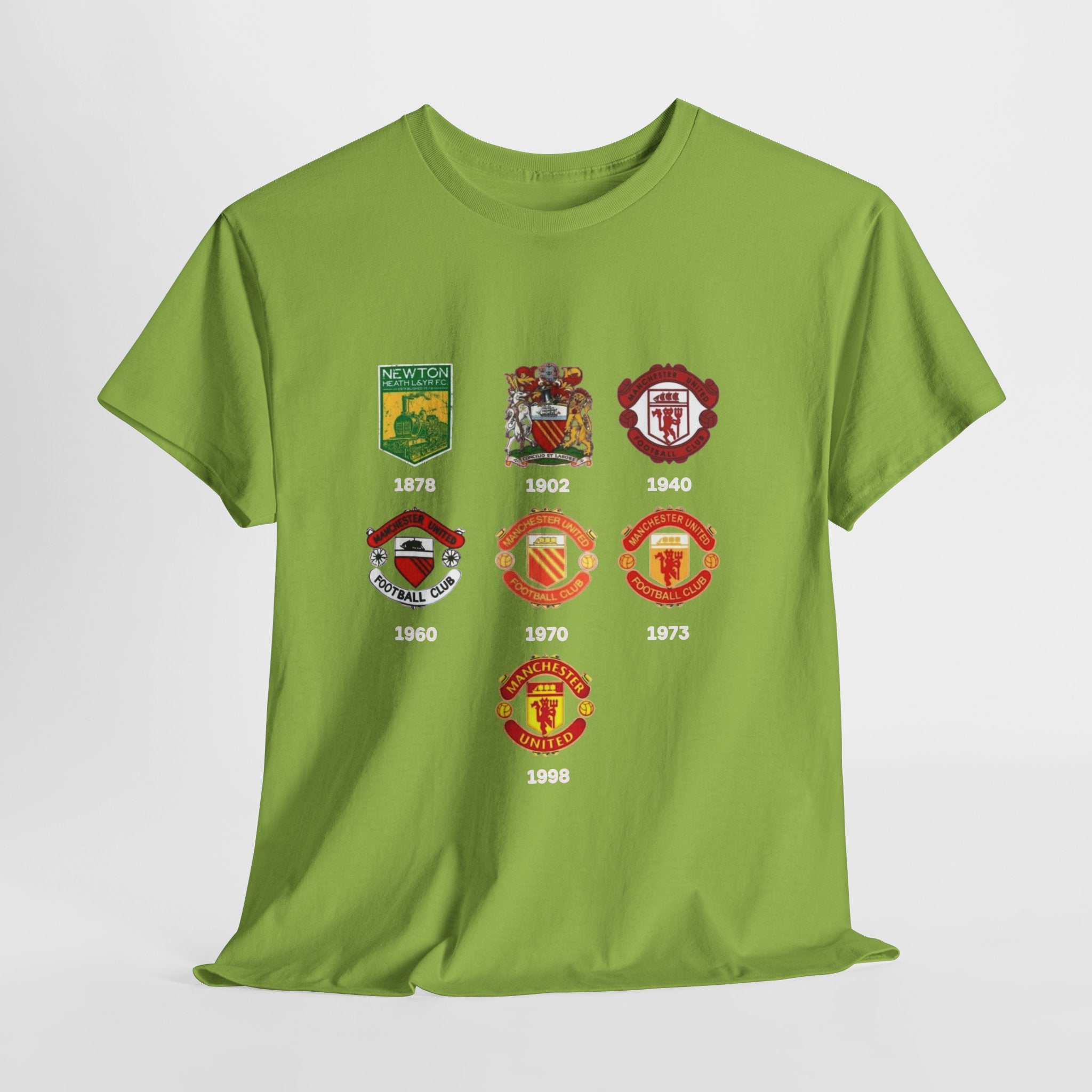 Manchester United Crest Evolution T-Shirt — Vintage Club Logo Timeline Tee
