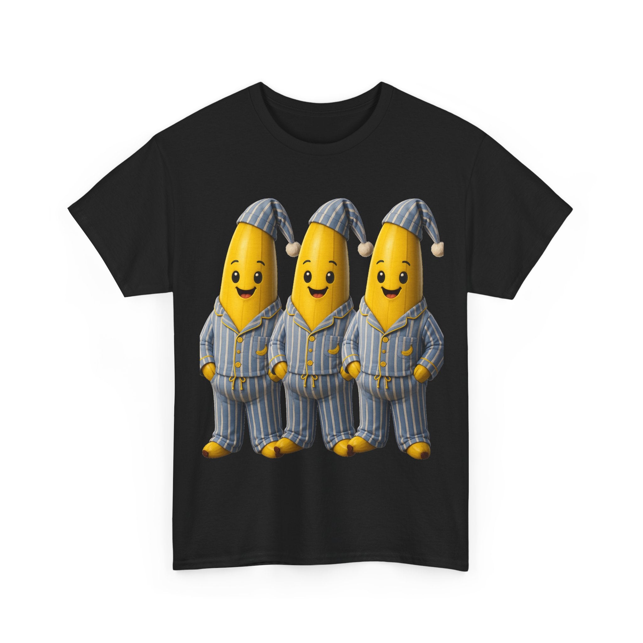 Bananas in Pyjamas – Three Smiling Bananas in Striped Pajamas Graphic T-Shirt
