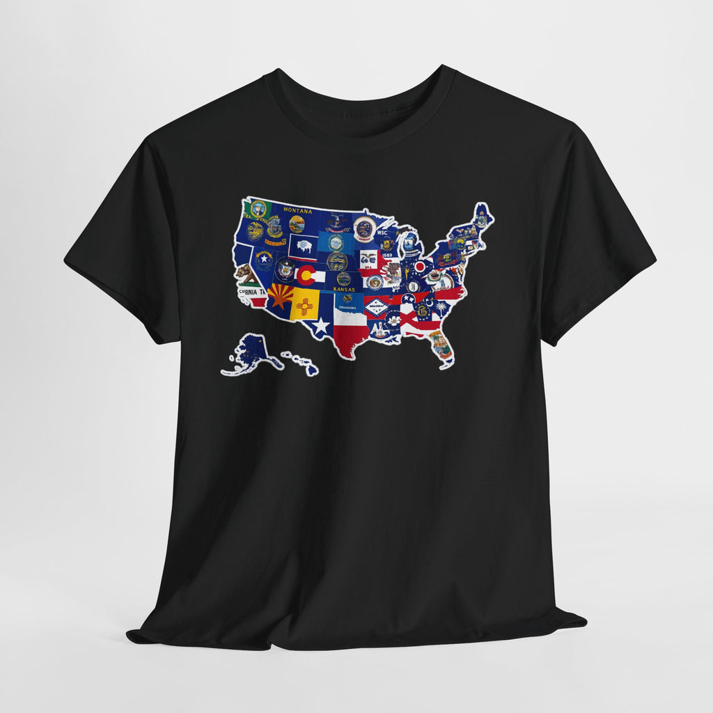 USA Map Flag T-Shirt — United States State Flag Map Tee