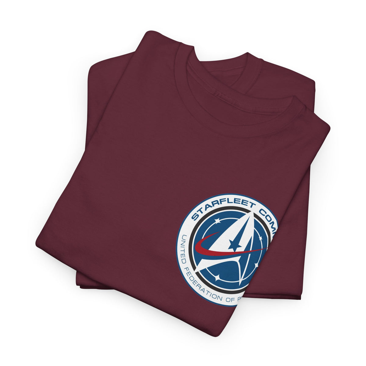 Starfleet Command Crew Logo Cotton T‑Shirt — Retro Rocket Emblem Tee