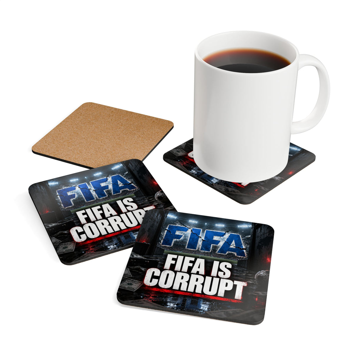 FIFA Is Corrupt Graphic Drink Coasters Cork Coaster Set