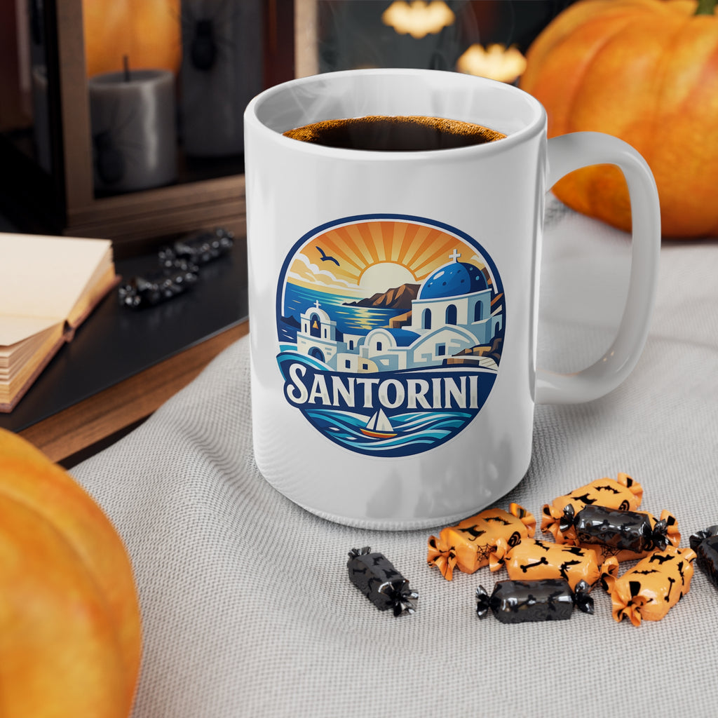 Santorini Ceramic Coffee Mug — Greece Travel Souvenir 11oz/15oz
