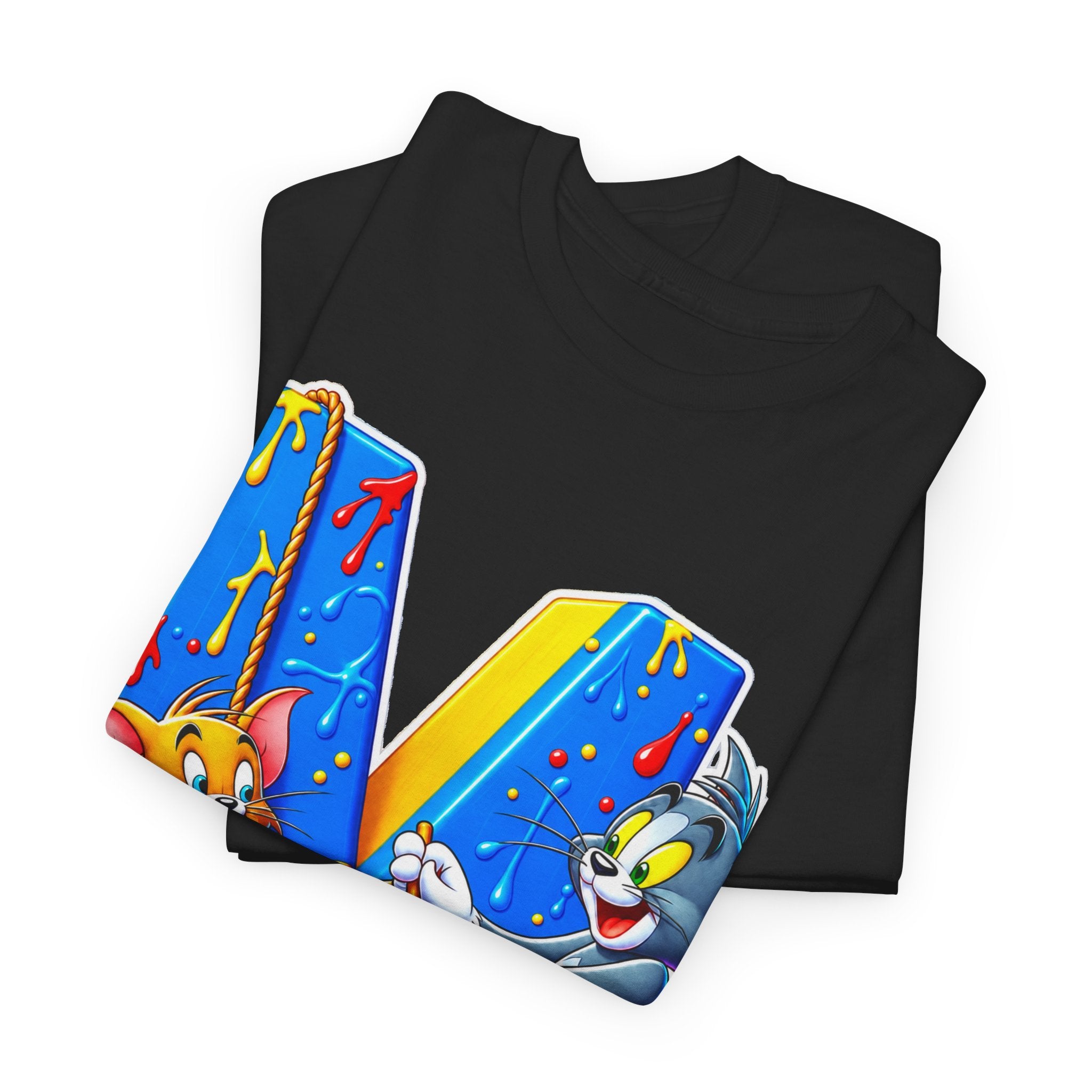 Tom & Jerry Letter M Cotton T-Shirt — Retro Cartoon Graphic Tee