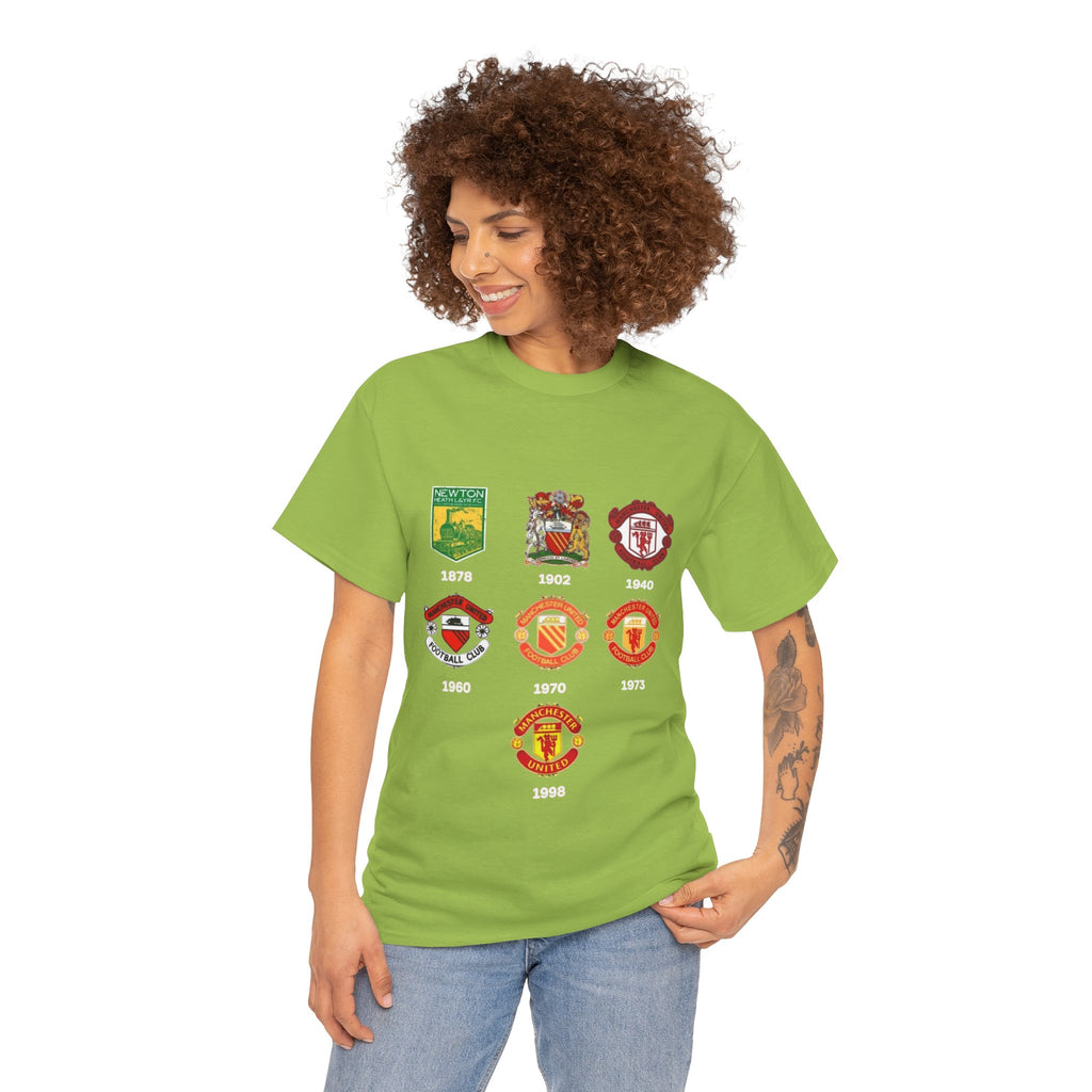 Manchester United Crest Evolution T-Shirt — Vintage Club Logo Timeline Tee