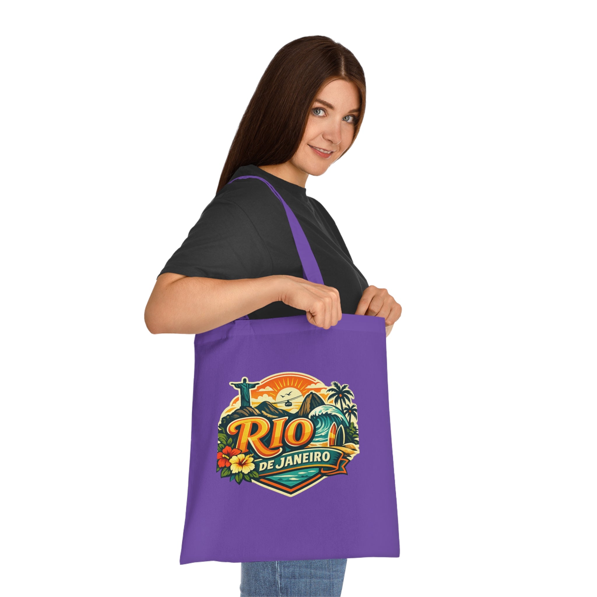 Rio de Janeiro / West Palm Beach Beach Tote — Retro Tropical Cotton Tote Bag