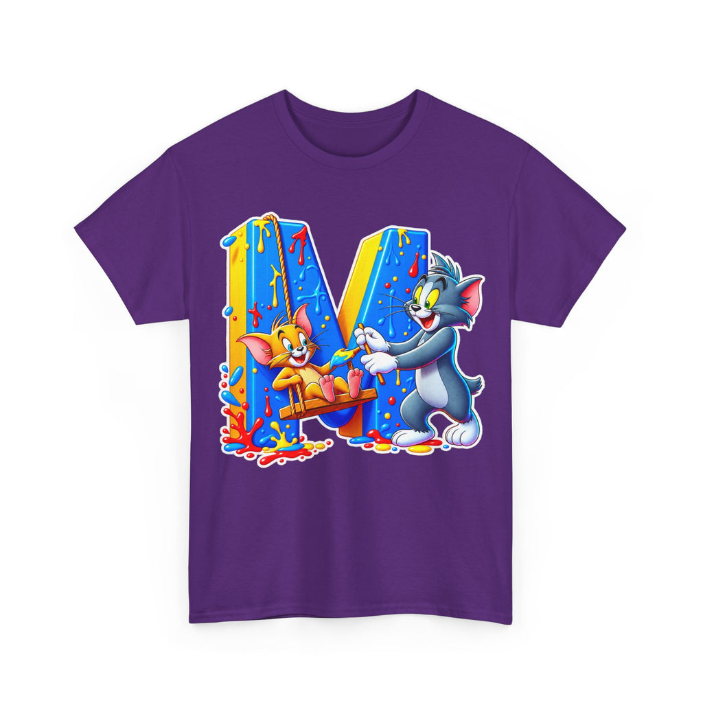 Tom & Jerry Letter M Cotton T-Shirt — Retro Cartoon Graphic Tee