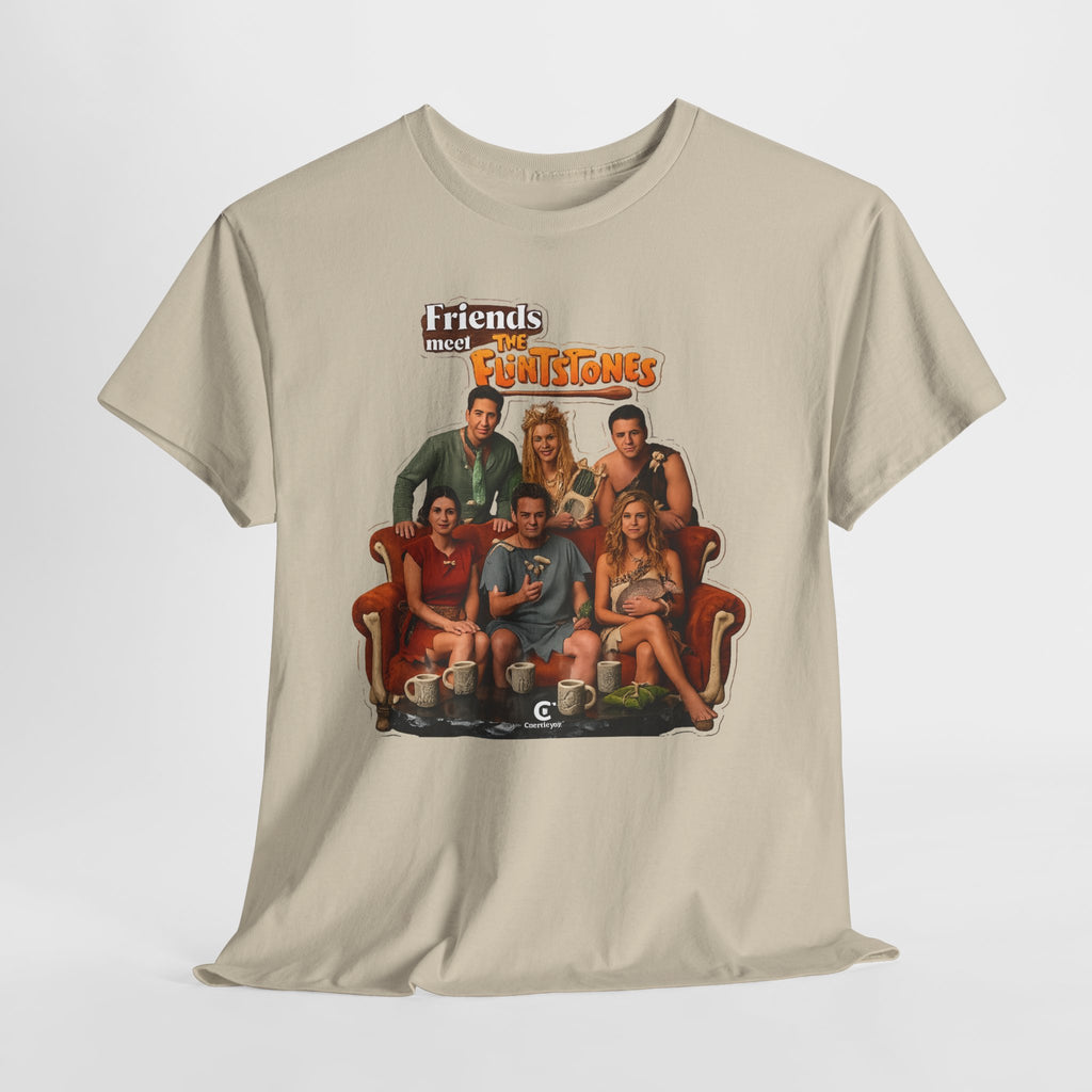 Friends meets the Flintstones TV Sitcom Cast Graphic Tee — 'Friends' Retro Couch Design