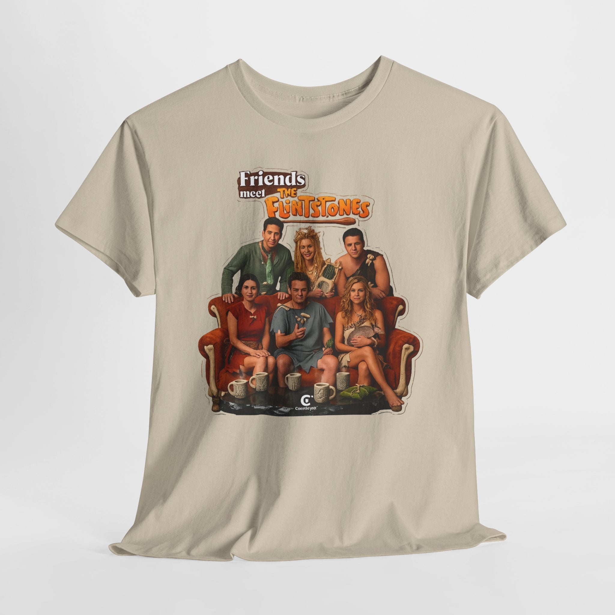 Friends meets the Flintstones TV Sitcom Cast Graphic Tee — 'Friends' Retro Couch Design