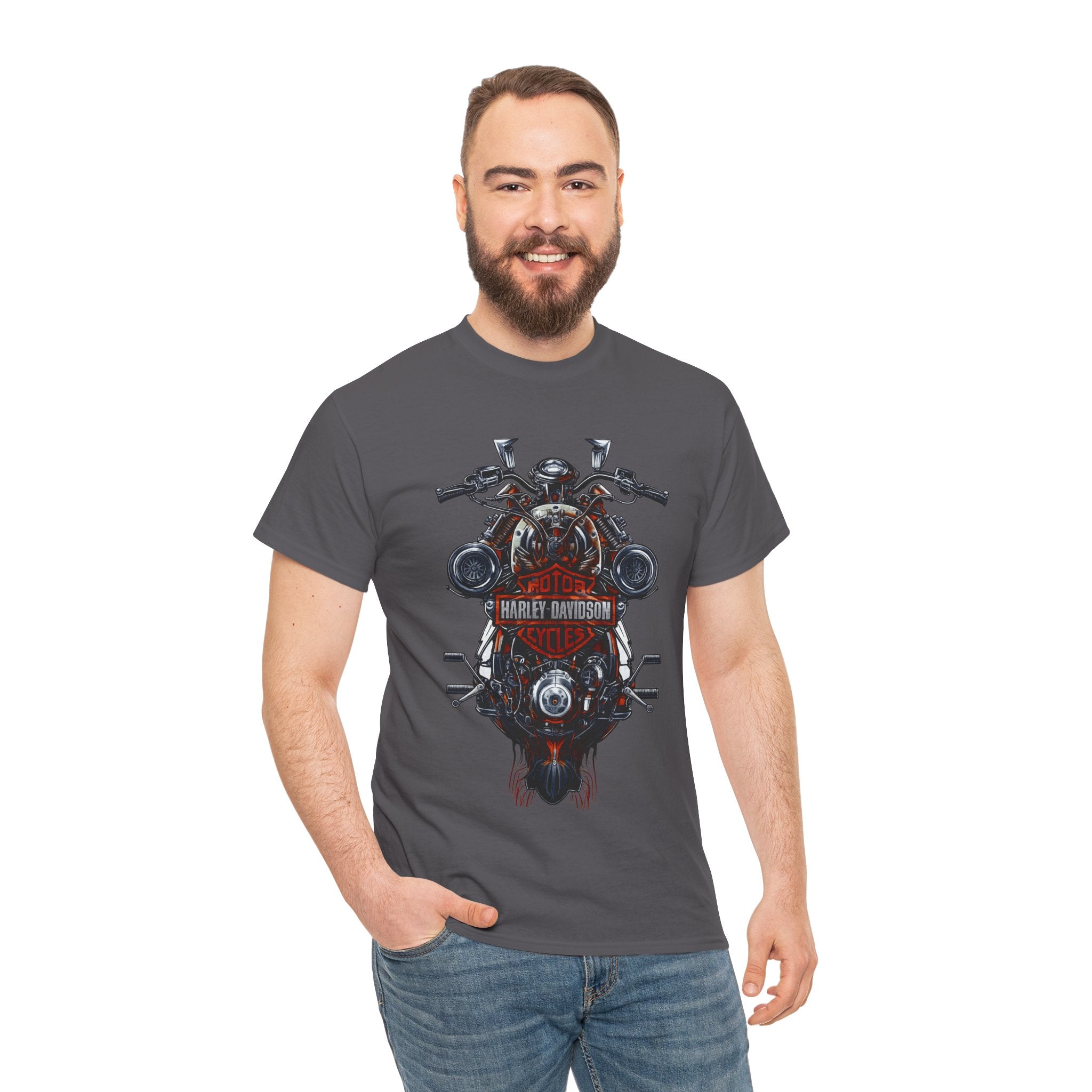 Harley Motorcycle Engine Skull T‑Shirt — Vintage Harley Style Biker Tee