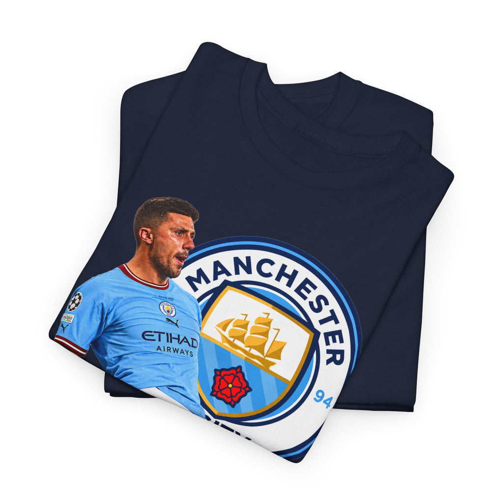 Rodri Manchester City Legend Cotton T-Shirt – Celebratory Slide Graphic Tee