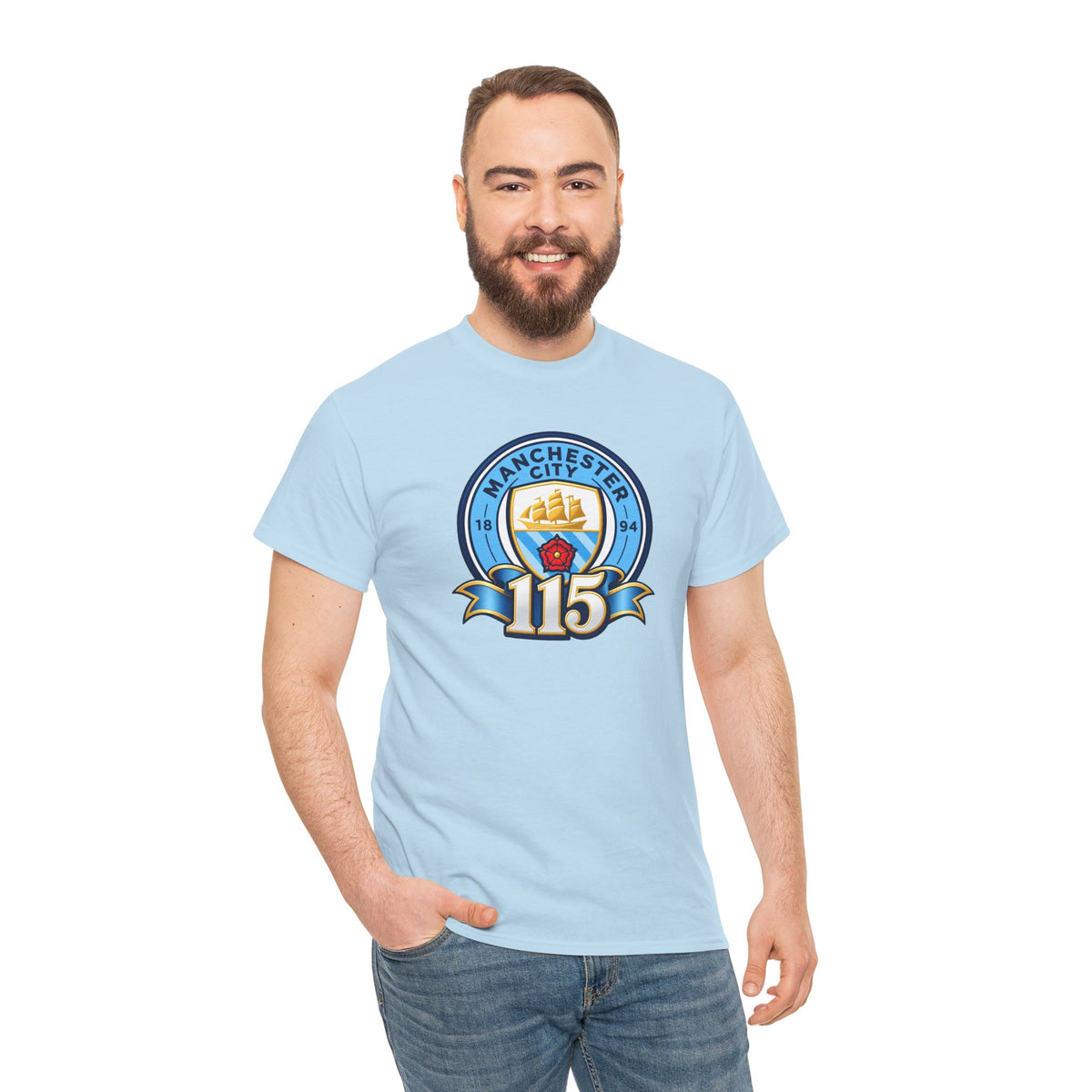Manchester City 115th Crest Inspired Cotton T-Shirt