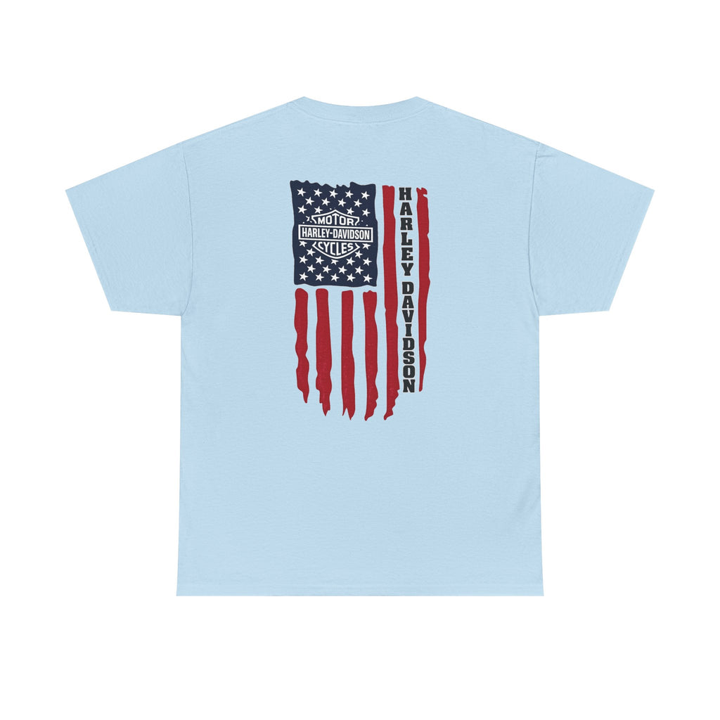 Harley-Style Flag Tee — American Motorcycle Logo T-Shirt