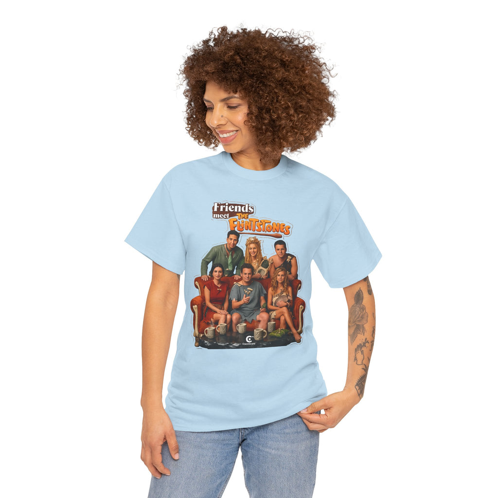 Friends meets the Flintstones TV Sitcom Cast Graphic Tee — 'Friends' Retro Couch Design
