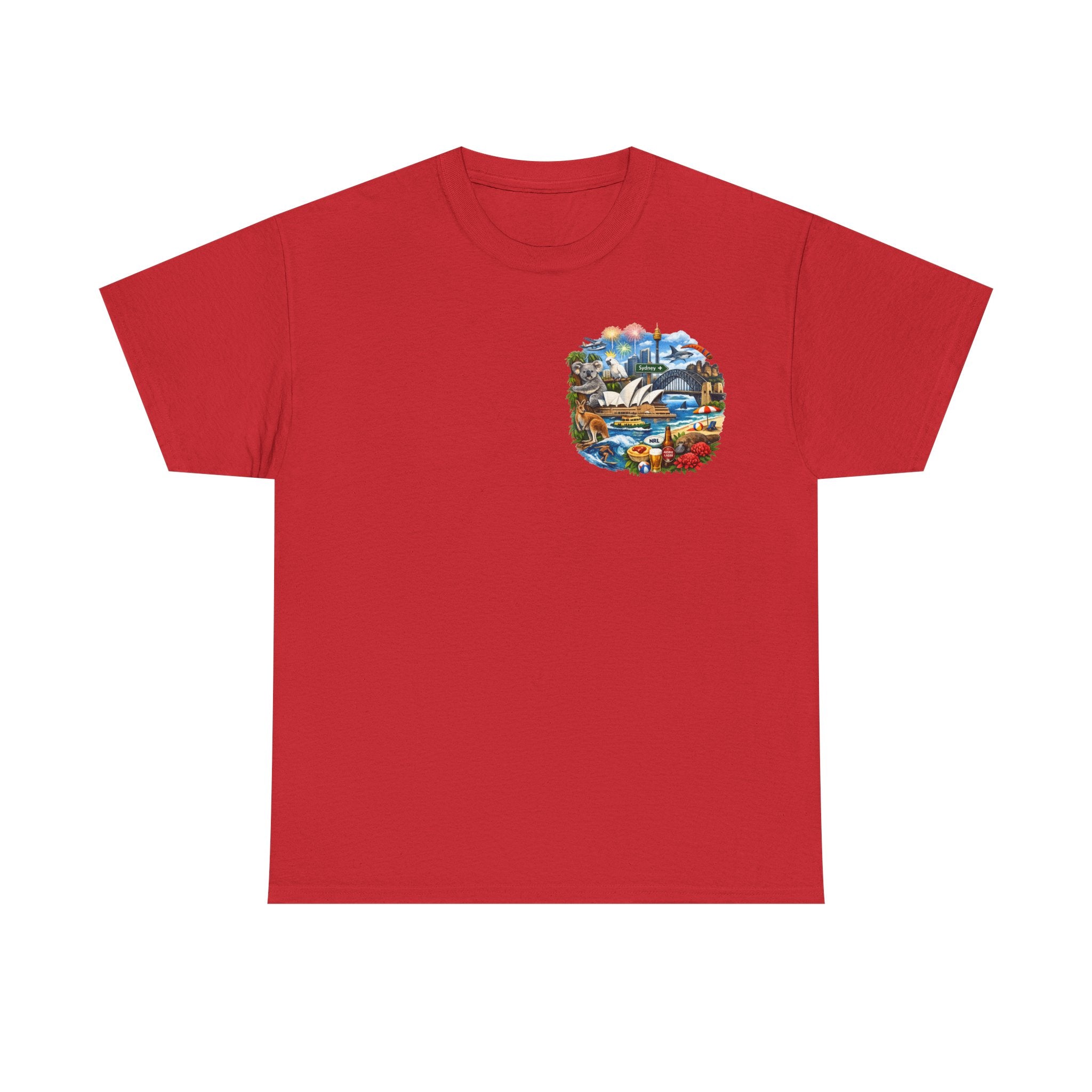 T-Shirt — Sydney Landmark Collage Tee (Opera House, Harbour Bridge, Koala & Beach Scene)