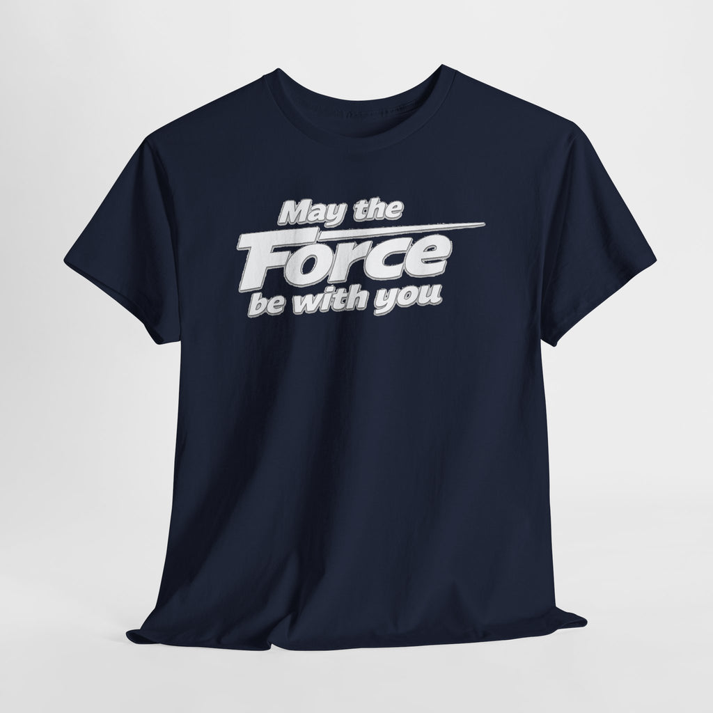 "May the Force Be With You" Retro Embossed Graphic T‑Shirt —