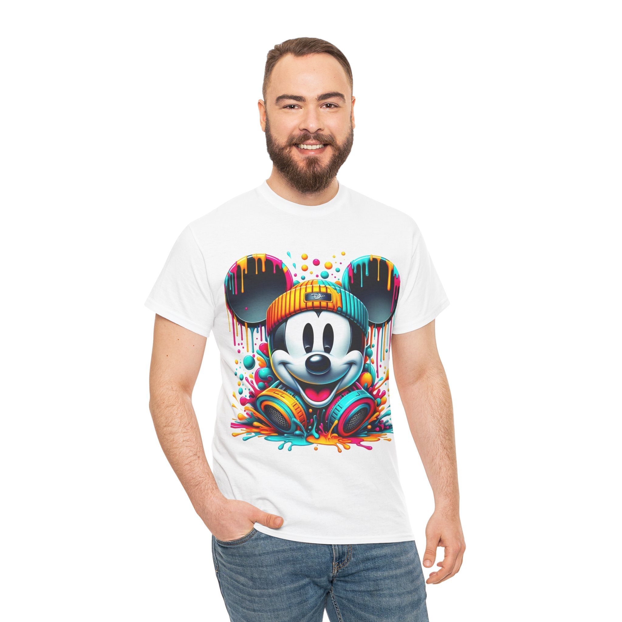 Colorful Pop Art Mickey Mouse Tee - Vibrant Drip Graphic T-Shirt