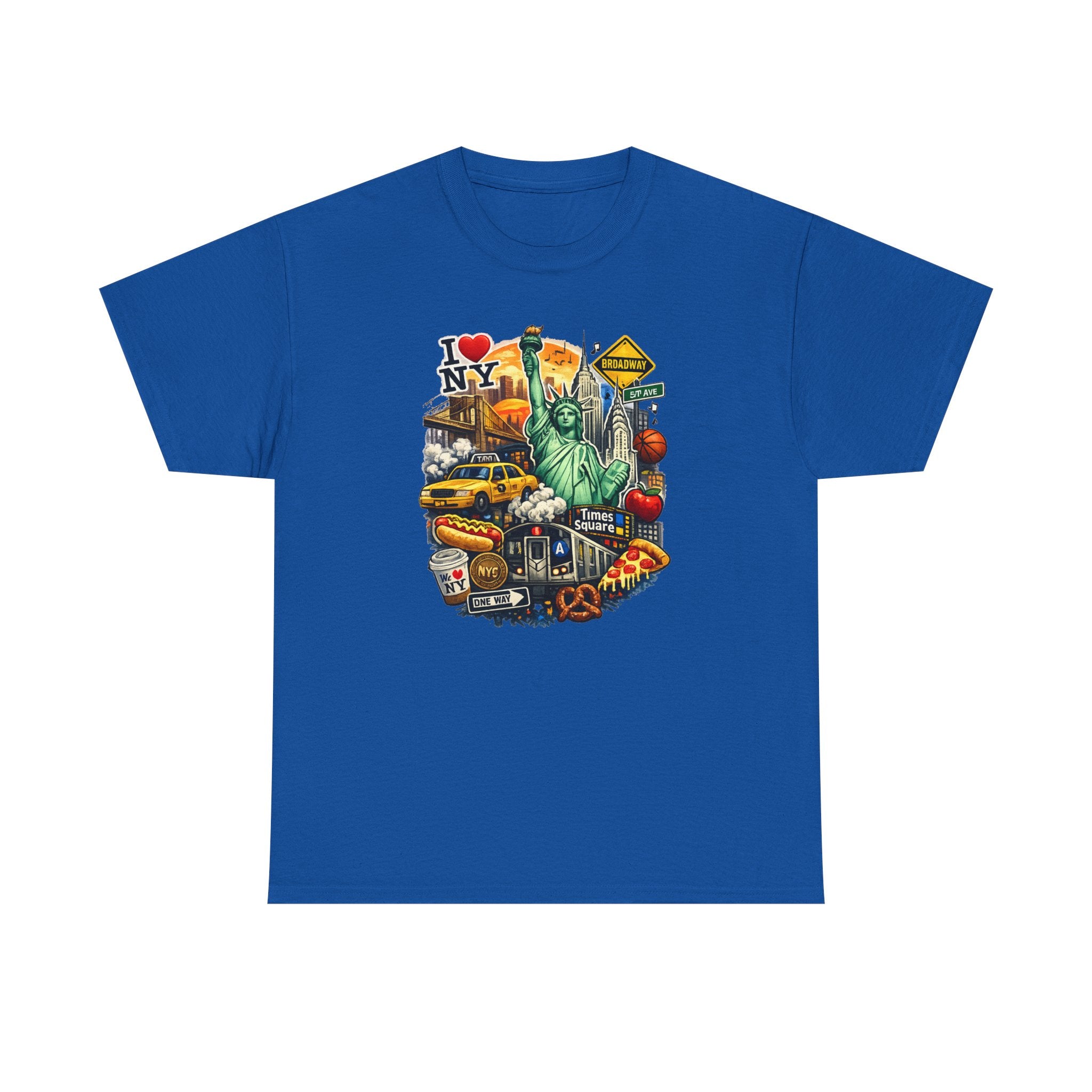 New York City Icons T-Shirt — Statue of Liberty, Taxi & I  NY Collage Tee