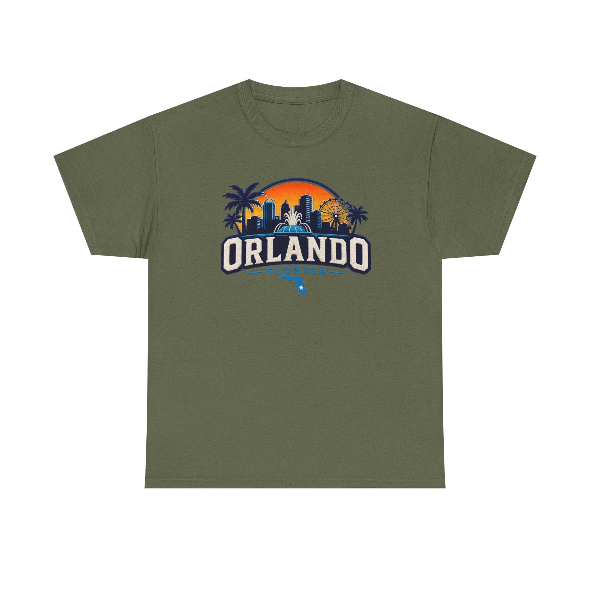 Orlando Florida Sunset T-Shirt — Retro Skyline & Palm Tree Vacation Tee