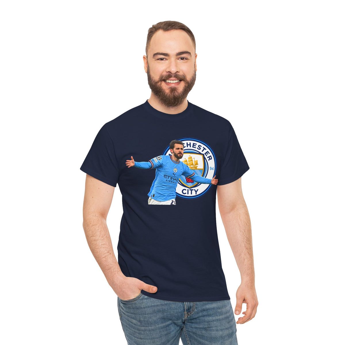 Bernardo Silva Manchester City Football Club Graphic Tee — Celebratory Player Design