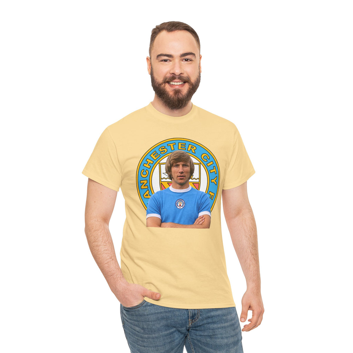 Colin Bell Manchester City Legend Cotton Tee — Retro Player Graphic
