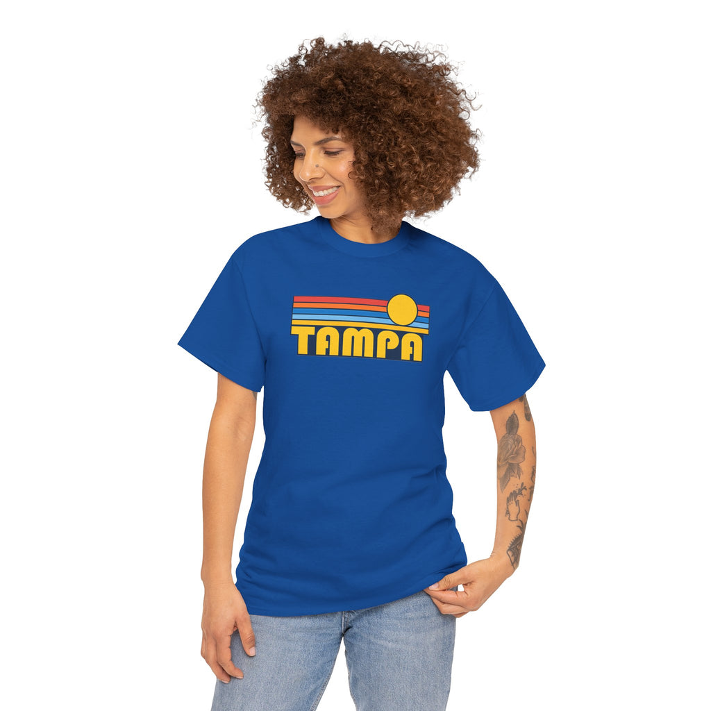 Tampa Retro Sunset T-Shirt — Vintage 70s Striped Beach Tee