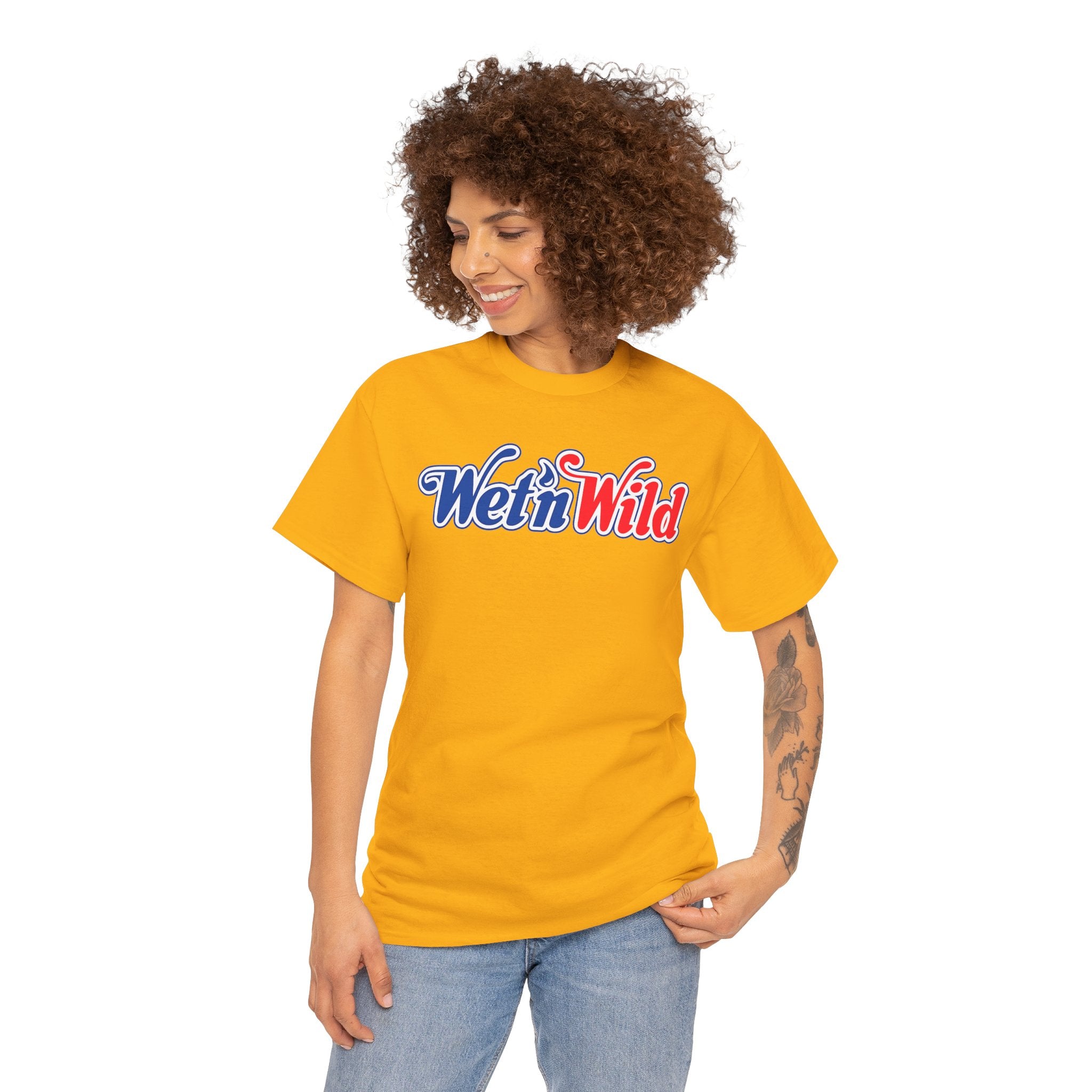 Wet 'n Wild Retro Script T-Shirt — Red & Blue Patriotic Graphic Tee