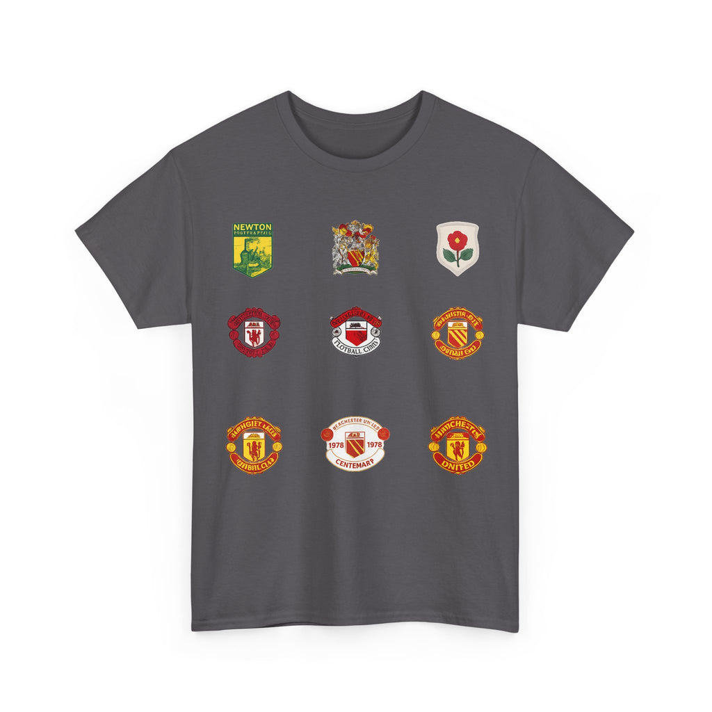Manchester United T-Shirt — Vintage Football Club Badge Collage Tee