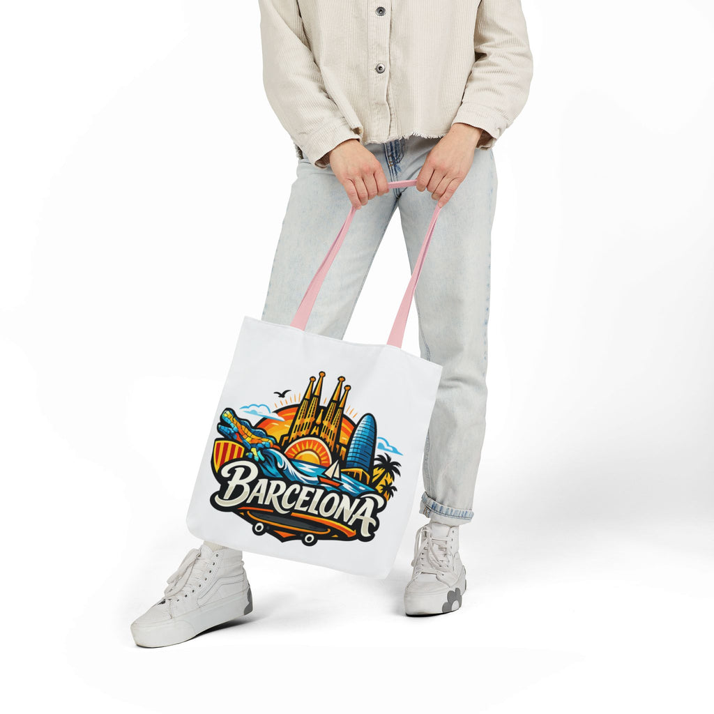 Barcelona Skyline Canvas Tote Bag — Colorful Travel Souvenir Tote