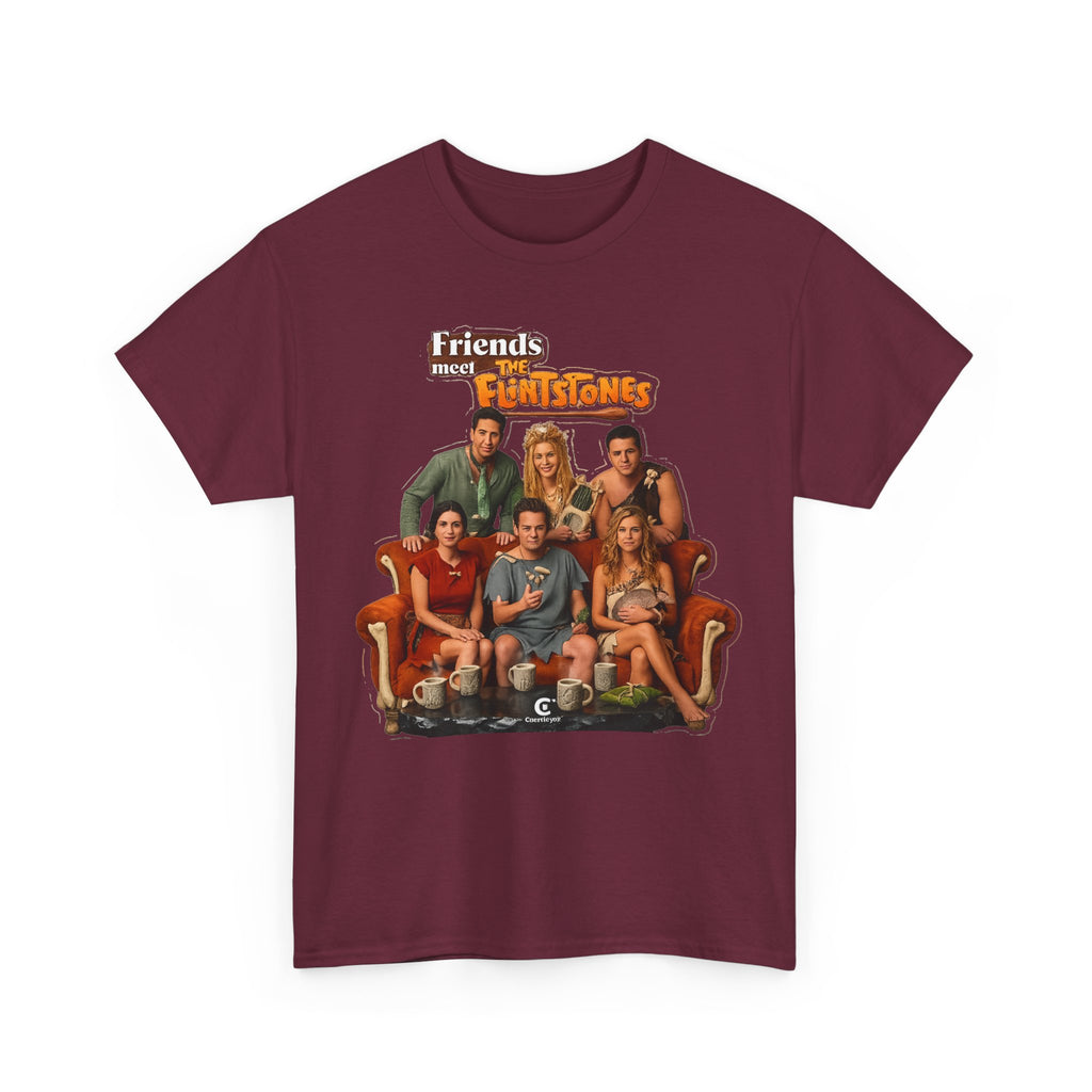 Friends meets the Flintstones TV Sitcom Cast Graphic Tee — 'Friends' Retro Couch Design