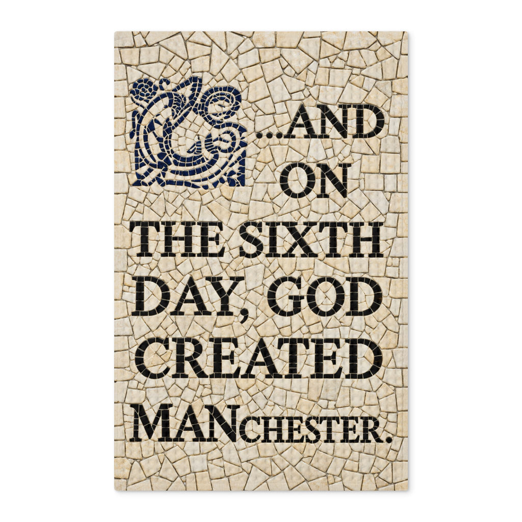 Manchester Mosaic Tea Towel — "And On The Sixth Day, God Created Manchester"