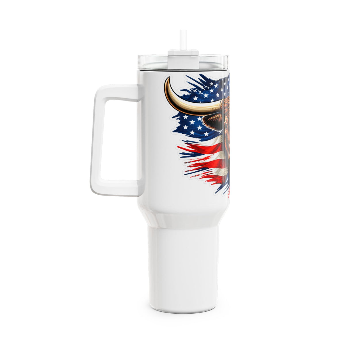 American Bull 40oz Tumbler – Patriotic Cow Flag Insulated Travel Mug