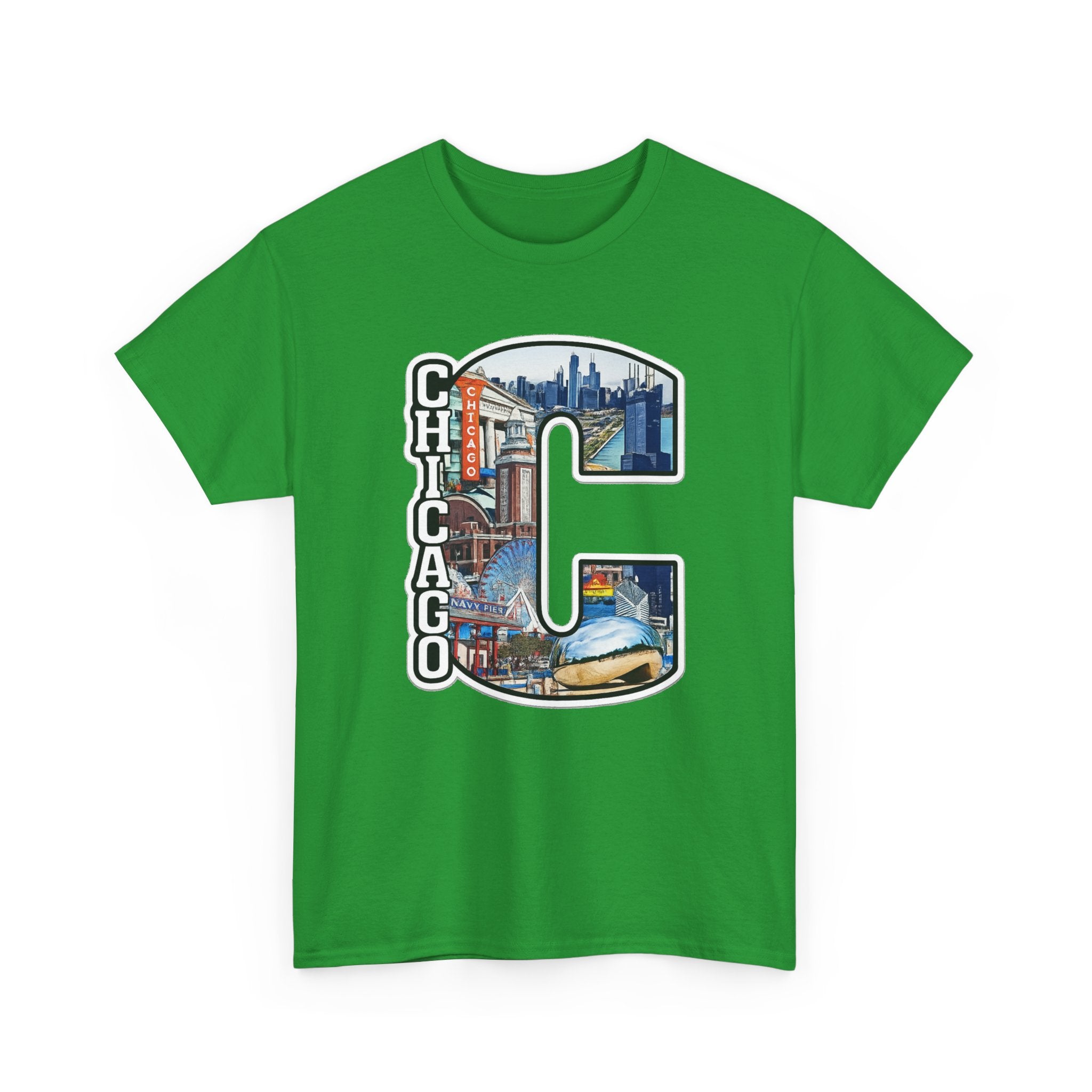 Chicago C Letter T-Shirt — City Skyline Graphic Cotton Tee