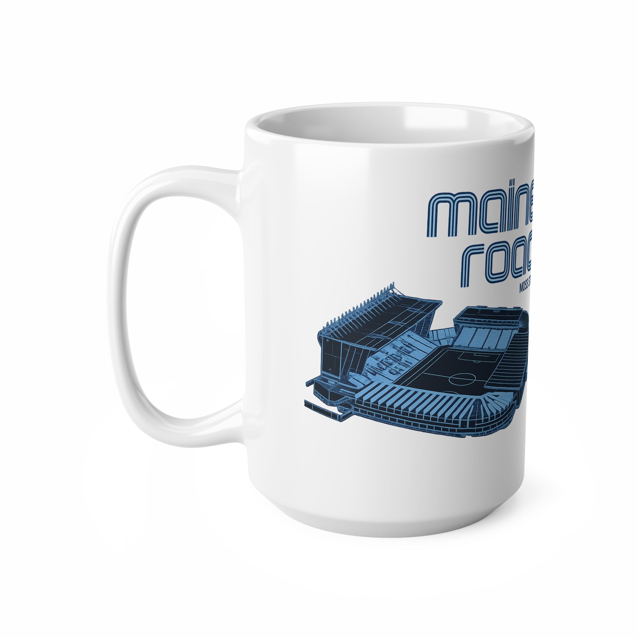 Manchester City Maine Road Stadium Mug — Retro Blue Soccer Stadium Ceramic Coffee Cup (11oz & 15oz)