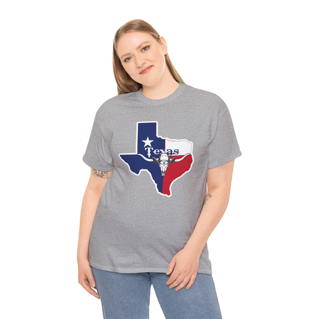 Texas Flag Outline T-Shirt — Lone Star State Map Tee with 'Texas' Text