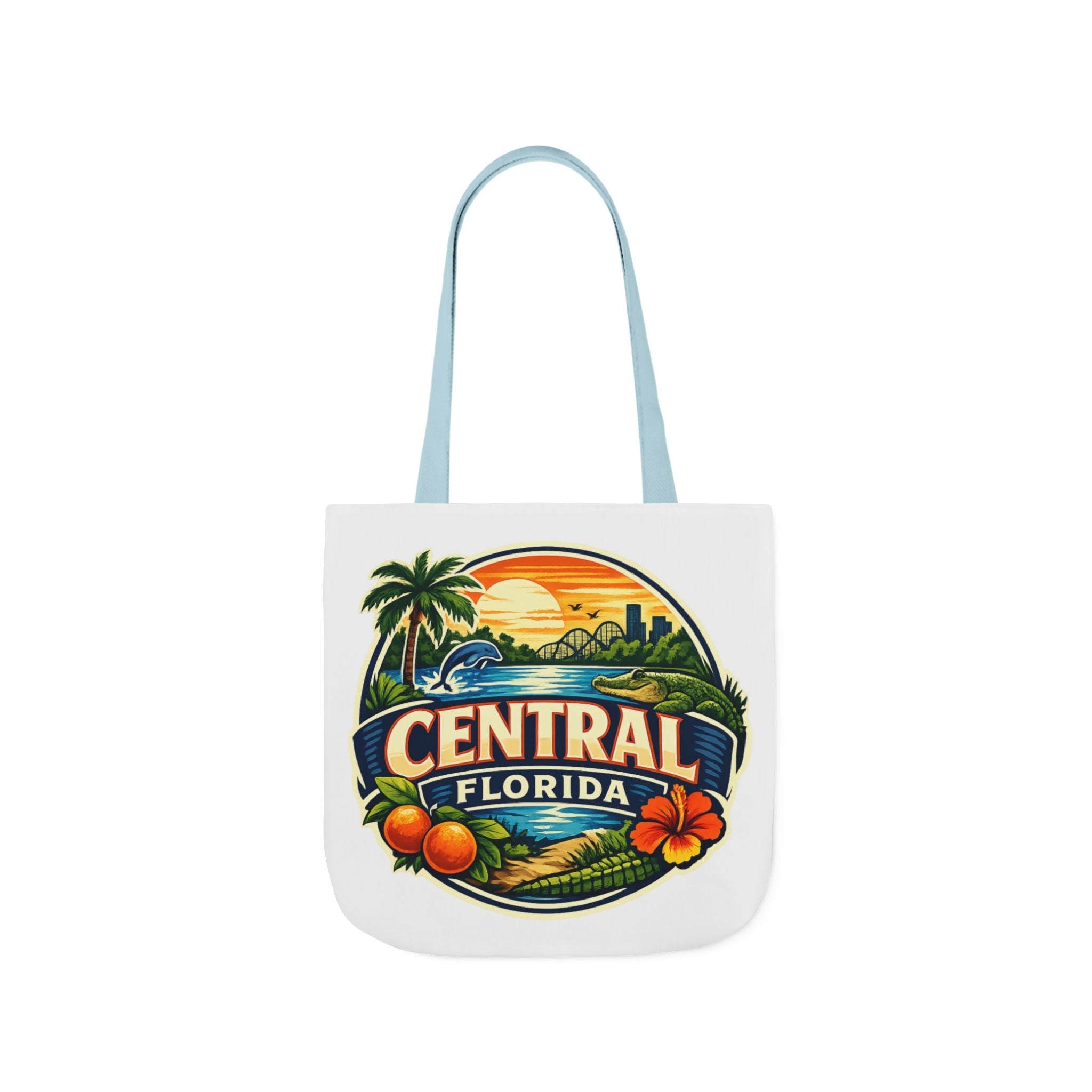 Central Florida Canvas Tote Bag — Vintage Sunset Palm Beach Market Tote