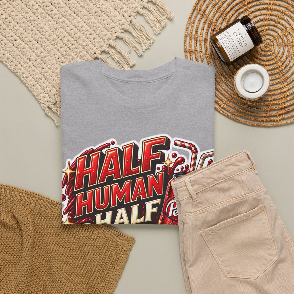 Dr Pepper Cotton T‑Shirt — "Half Human Half Dr Pepper" Retro Soda Graphic Tee