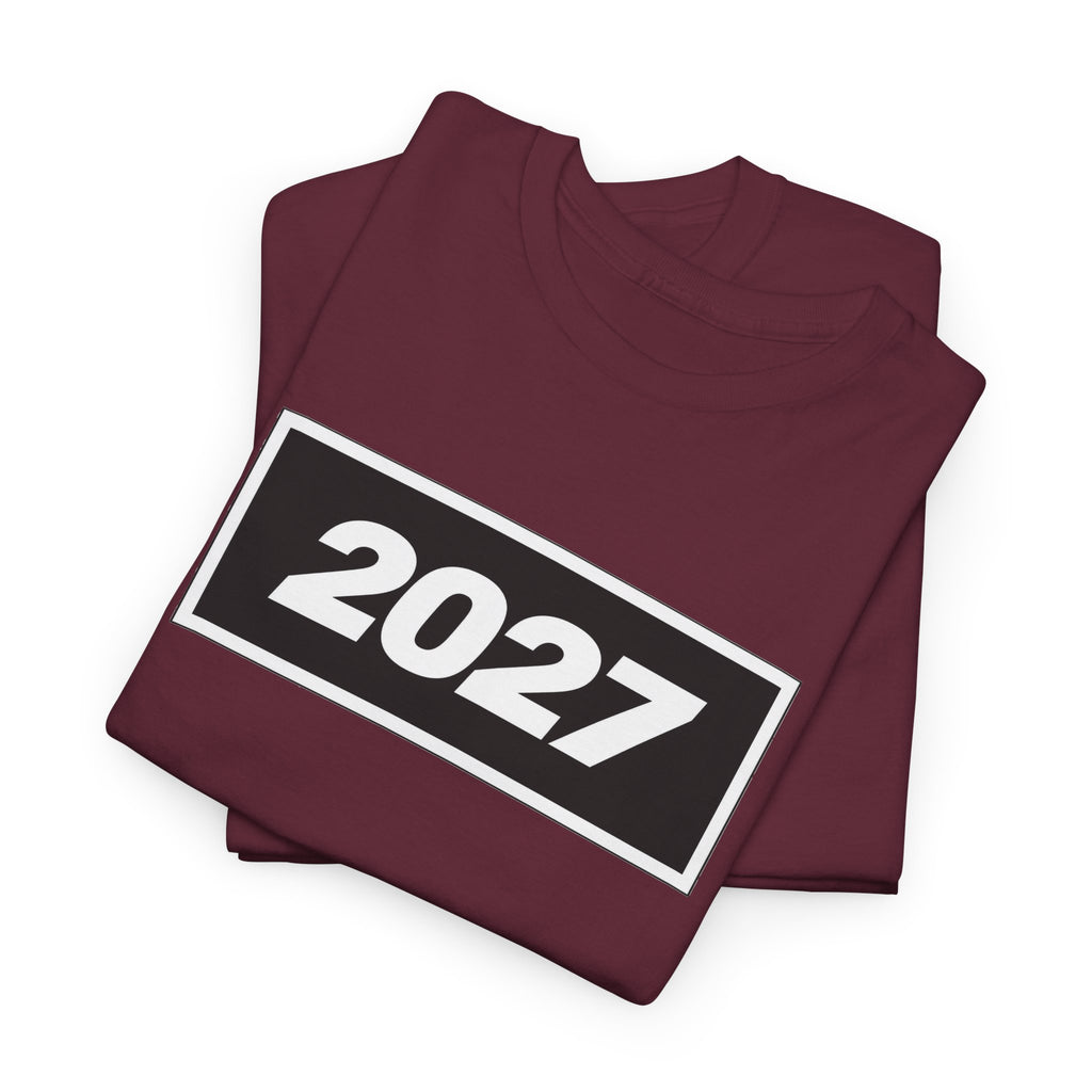 Oasis Inspired 2027 Graphic Tee — Minimal Year Rectangle T‑Shirt for New Year Celebrations