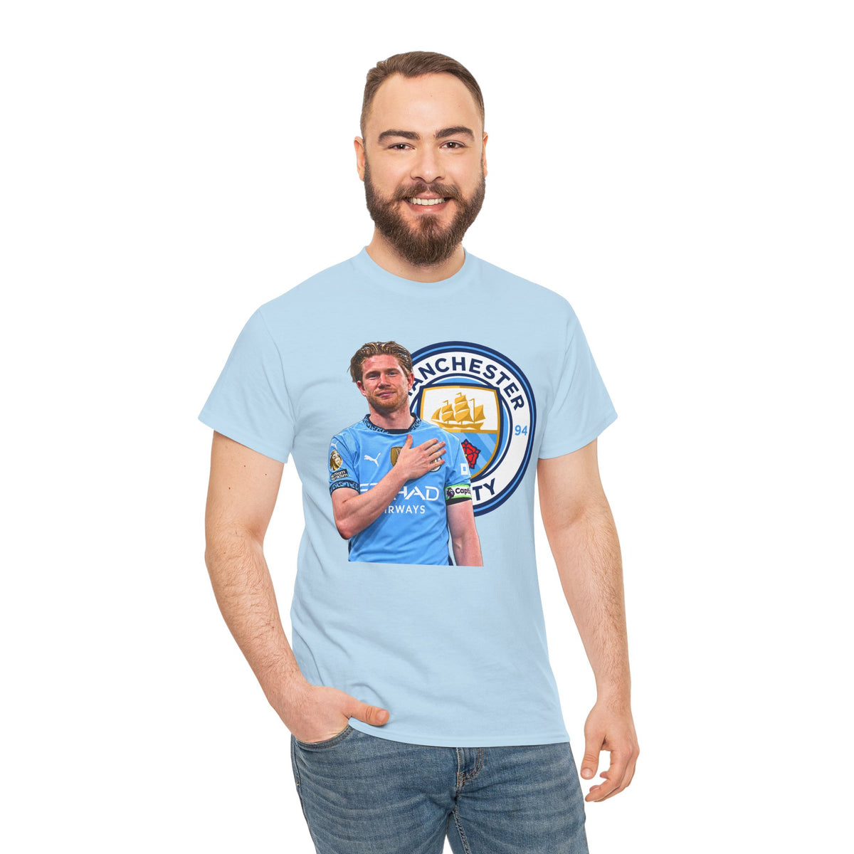 Kevin De Bruyne Manchester City Legend Cotton T-Shirt — Player Tribute Tee (Heart Badge Design)